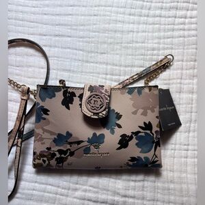 Nanette Lepore Floral Crossbody Bag - Tan and Blue